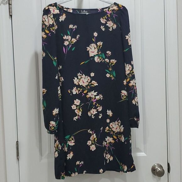 Lulus  Womans Floral/Navy Blue shift dress, Size Large - Picture 3 of 7